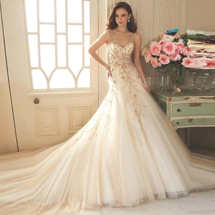 فستان زفاف شامبين بتصميم جديد 2018