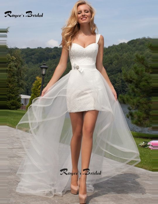 فستان زفاف قصير للافراح في منتهى الجمال والشياكة 