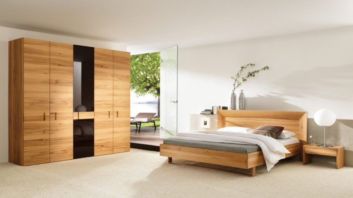 غرفة نوم خشبية كاملة مع 2 كمودينو بتصميم جديد وبسيط