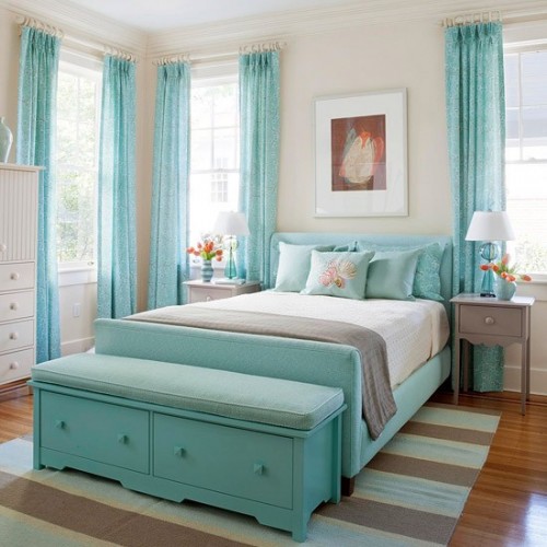 غرفة نوم مودرن أنيقة تعتمد في جمالها على هذا اللون الهادئ الذي يعطي احساس بالهدوء والراحة