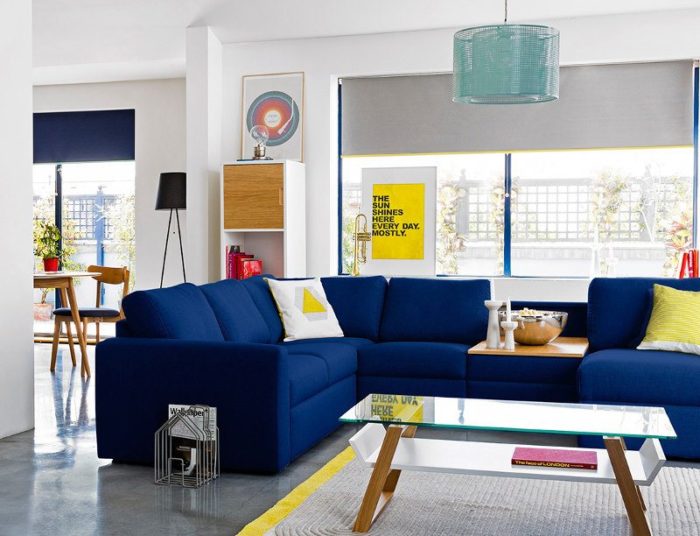 غرفة معيشة مودرن جديدة 2018 باللون الازرق